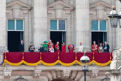 Кралското семейство на балкона на Бъкингамския дворец на парада Trooping the Colour през 2023 г.